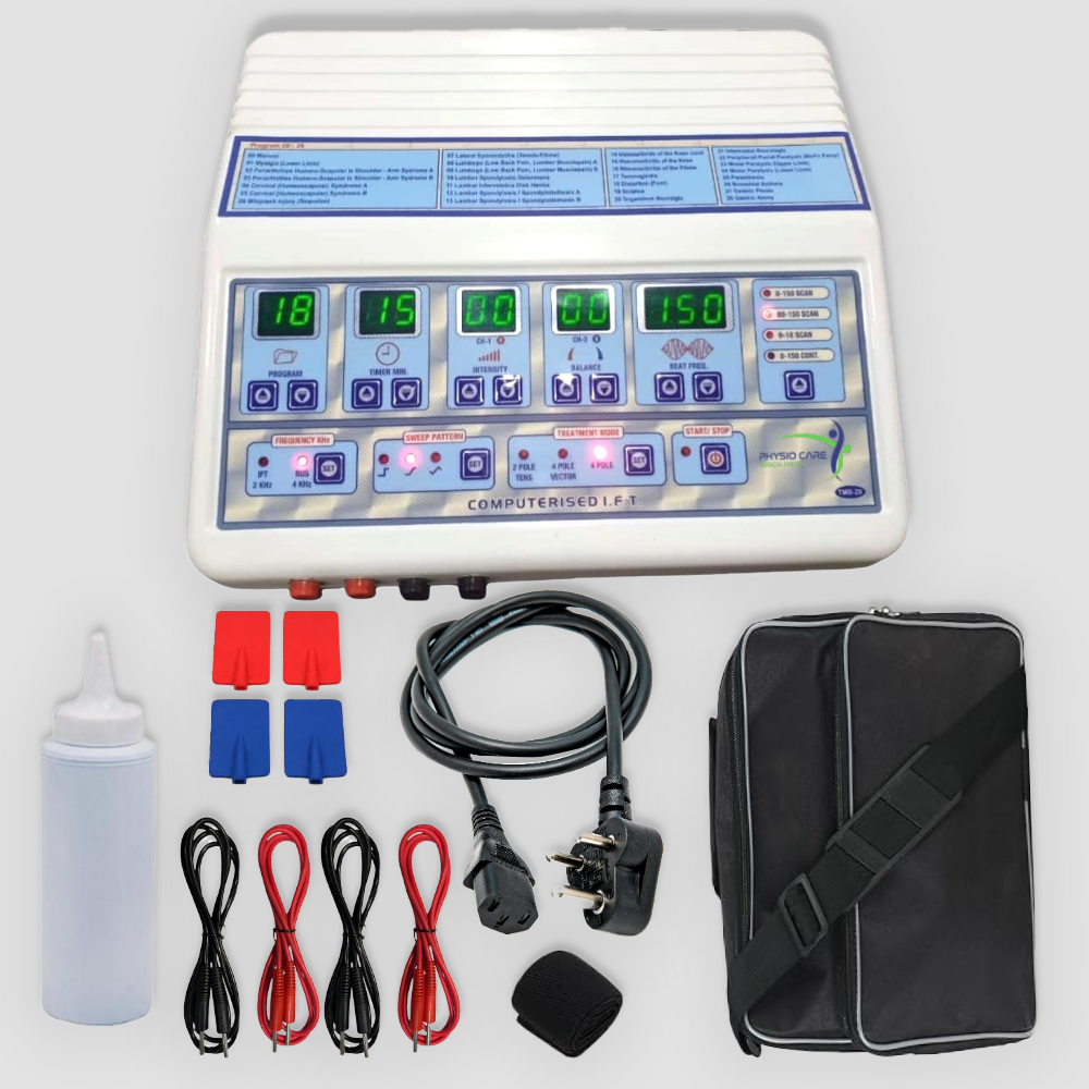 IFT 29 Program Physiotherapy Machine – Digital Interferential Therapy Unit with Fiber Body & 1 Year Warranty | Physiocare